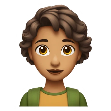 Chica estilo Pixar con pelo castaño oscuro,con un rodete,ojo verdes ,anteojos lila,dando like en Instagram  sticker
