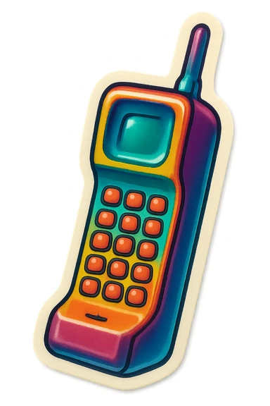 A cell phone sticker in retro stickers style, with a vintage design and colorful details sticker