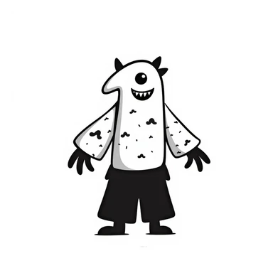 The number 1 as a fantasy monster sticker