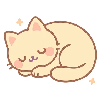 kot, curled up, sleeping, soft fur sticker