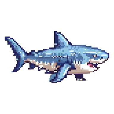 shark with legs, light blue background sticker