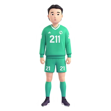 llustrate Cho Sang-woo (Player 218) in green tracksuit with the number 218 bold on the chest & sleeves. sticker