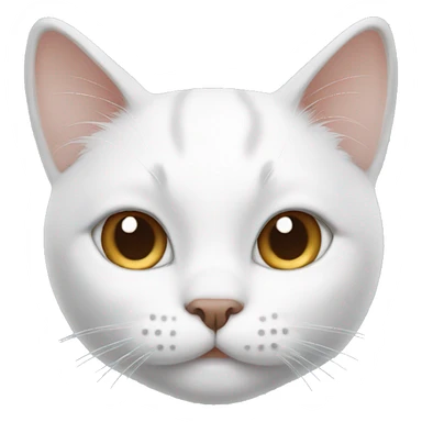 White cat with one brown ear and one white ear sticker