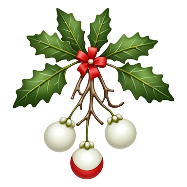 mistletoe with white berries and with red ribbon sticker