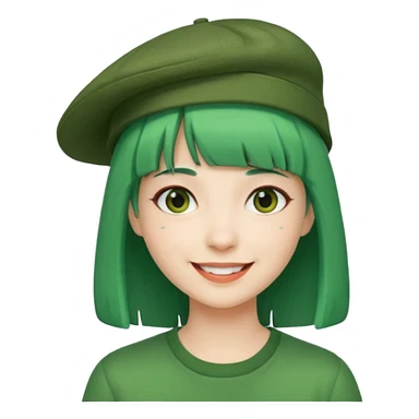 bangs and hat green hair very happy  sticker