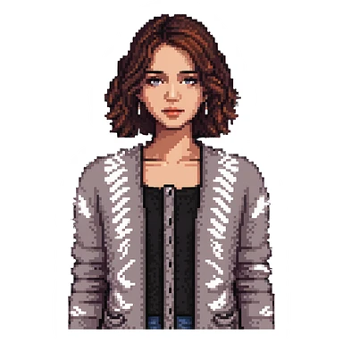 gray woman knit cardigan, detailed texture sticker