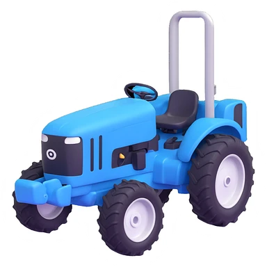 Change the red tractor with a scoop to blue color, keep the 3D emoji style, no background. sticker