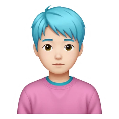 Korean boy with cyan hair wearing a pink sweater sticker