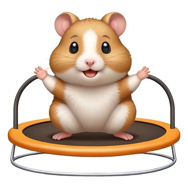 happy hamster on a trampoline sticker