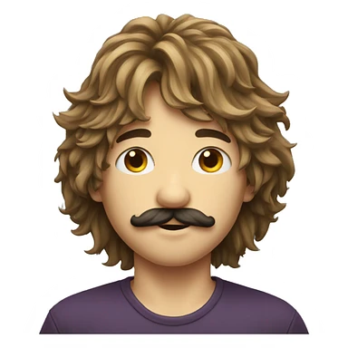 Long shaggy hair boy and moustache sticker
