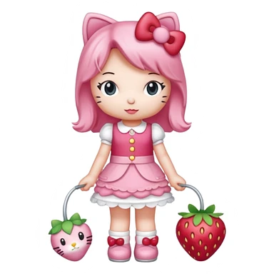 hello kitty strawberry shortcake pink full body sticker