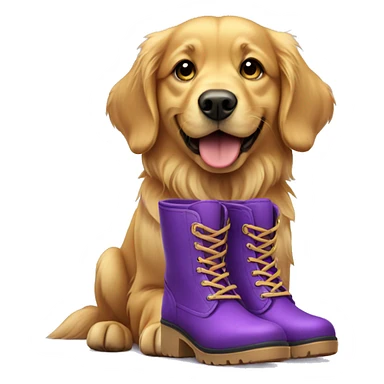 Golden retriever wearing purple boots sticker