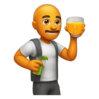 An orange drinking a glass of orange juice sticker