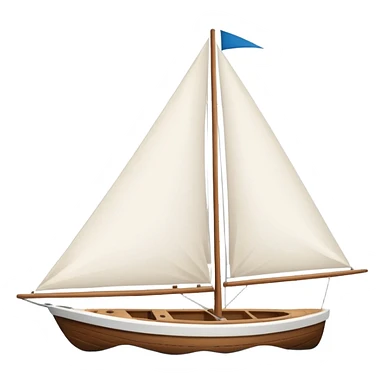 Sailboat – White sail on wooden hull sticker