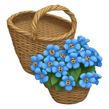 Blue flowers in a basket on a blue picnic mat sticker