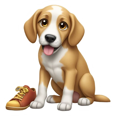 Dog eating shoe sticker