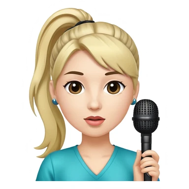 pop star with ponytail and microphone sticker