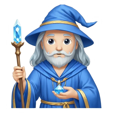 Wizard in blue robe with crystal-topped staff sticker