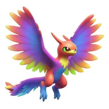 Colorful Neon Colors Vibrant Colors Flying Fakémon-Pokémon-Creature Full Body sticker