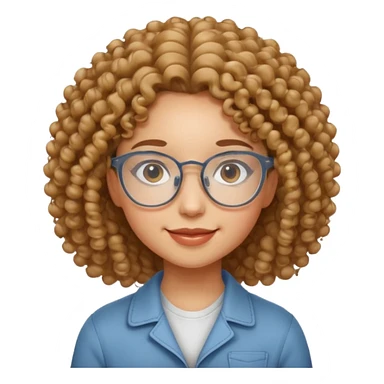 Curly-haired girl with clear glasses, a gentle smile, and a calm energy. sticker