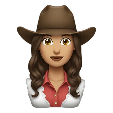 cowgirl brunette straight hair sticker
