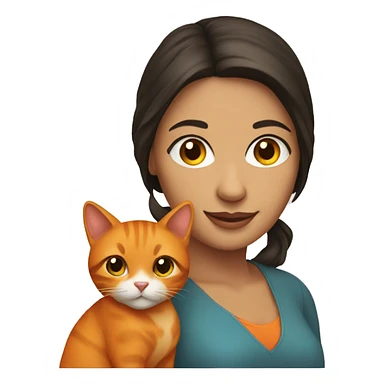 pretty brunette woman holding orange cat sticker