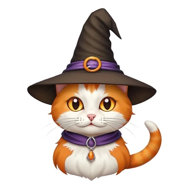 Cat wearing a witch hat sticker