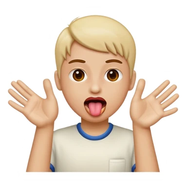 Tongue out with hands to the side sticker