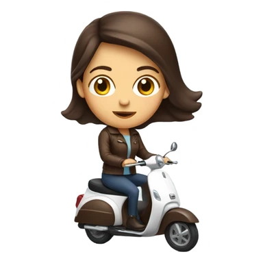 Blue eyes woman with chocolate hair on scooter sticker