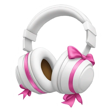 White headphones with pink bow sticker