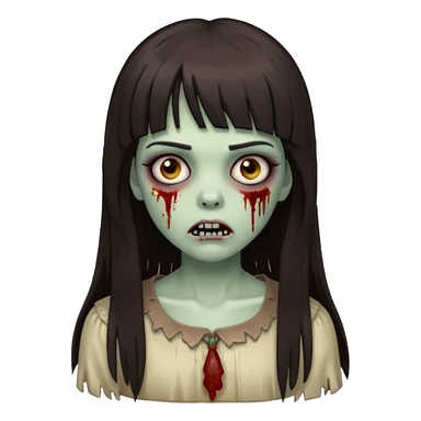 crie garota zombie com cabelos grandes, castanho escuro e franja sticker