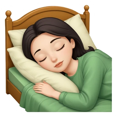 single-girl-in-Warm Cream-cozy-green-bed-sleeping-pretty-eyelashes-light-skin sticker