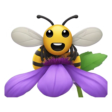 A bee sits on a purple flower sticker