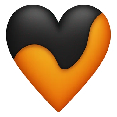 Half black and half orange heart sticker