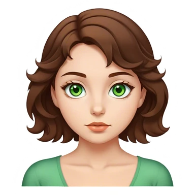 Girl with green eyes short brown wavy hair and butt chin  sticker