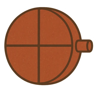 minimalist illustration of desiccant rotor, deep red body, 4 equal face segments, white background, flat design sticker