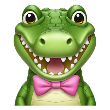 Girlie Crocodile with a pink bow tie on the head sticker
