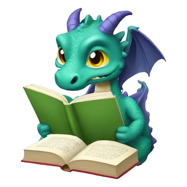 Dragon reading book sticker