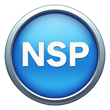 a badge with the words, NSP on it   sticker