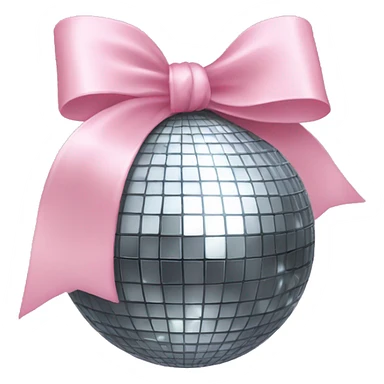 Disco ball with a light pink bow sticker