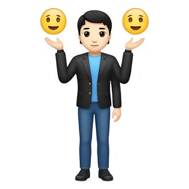 emoji man light skin and black hair, CUERPO COMPLETO sticker