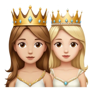 1 brown hair girl and 1 blonde girl with crowns  sticker