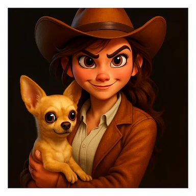 Enhance the image quality with more details, sharpness, and vivid colors in a Pixar-inspired style that is even more expressive. Keep the dark background as is. sticker