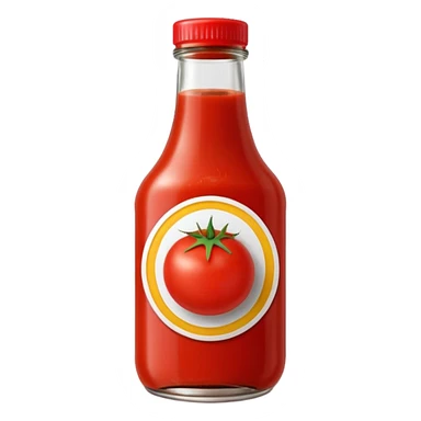 Ketchup in bottle with tomato on sticker sticker