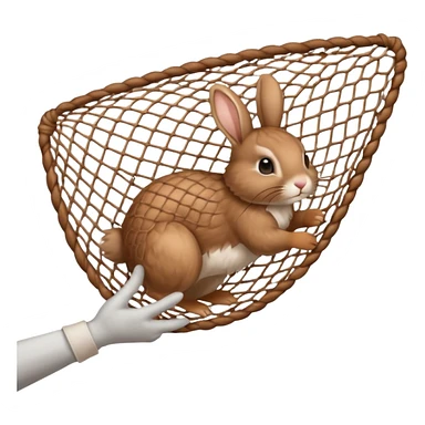 A hand held net catching a rabbit sticker