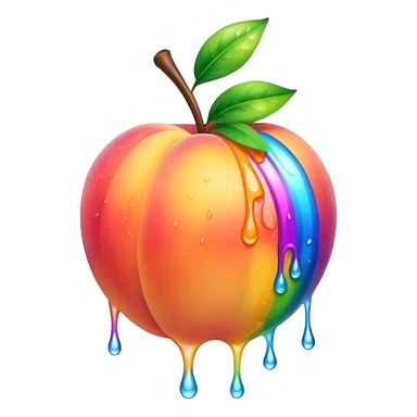 Wet rainbow dripping peach sticker