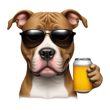 Pitbull with sunglasses drinking beer  sticker