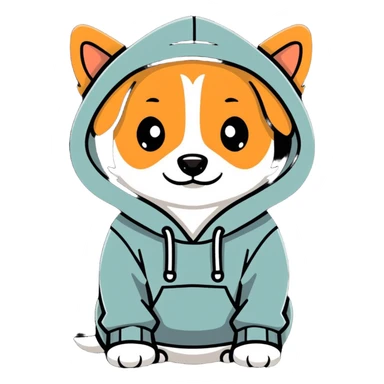 Dog with hoddie sticker