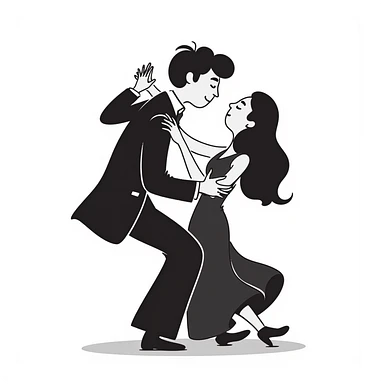 Hand drawn passionate dancers in an intimate tango pose sticker