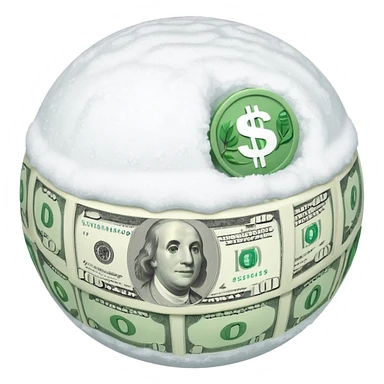 Snow ball with dollar bills  sticker